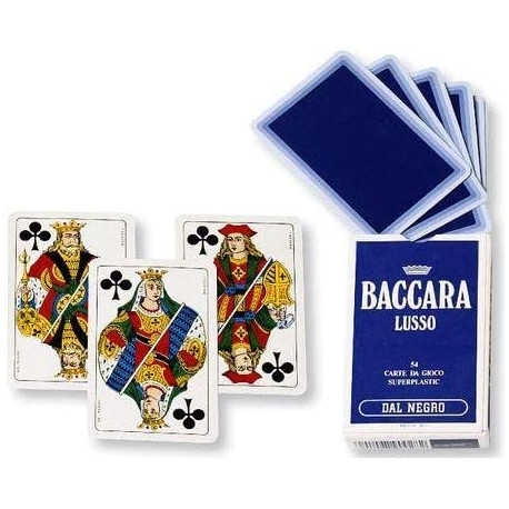 CARTE BACCARA LUSSO EXTRA MAZZO DA 54 CARTE DA GIOCO CALANDRATE E TELATE ASTUCCIO BLU DAL NEGRO MADE IN ITALY