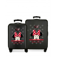 SET 2 TROLLEY DA VIAGGIO MY PRETTY BOW MINNIE DISNEY ORIGINAL VALIGIE ABS 4 RUOTE 1CABINA 37X55X20CM 1STIVA 40X68X26CM