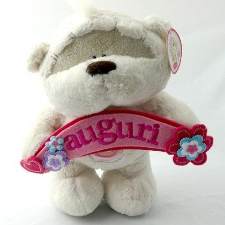 PELUCHE ORSETTO FIZZY MOON 20 CM.CON BANNER SCRITTA AUGURI