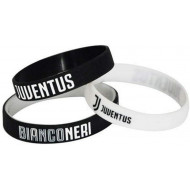 KIT 3 BRACCIALETTI IN SILICONE FC JUVENTUS ORIGINAL 2 NERI 1 BIANCO MISURA UN.ADULTI PRODOTTO UFFICIALE GIEMME ITALY