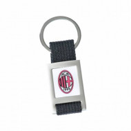 PORTACHIAVE AC MILAN IN METALLO E STOFFA GANCIO IN ACCIAIO CON LOGO ROSSONERO SU BIANCO OFFICIAL PRODUCT GIEMME ITALY