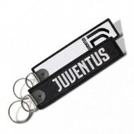 PORTACHIAVE FC JUVENTUS IN STOFFA BIANCONERA GANCIO IN ACCIAIO 13+4X3CM JUVENTUS OFFICIAL PRODUCT GIEMME ITALY