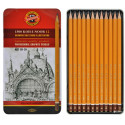 SET 12 MATITE GRADUATE 1500 PROFESSIONAL GRAPHITE IN ASTUCCIO DI METALLO SERIE 1B/8B + F-H-HB-2H KOH-I-NOOR HARDTMUTH