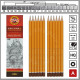 SET 12 MATITE GRADUATE 1500 PROFESSIONAL GRAPHITE ASTUCCIO IN METALLO SERIE GRAPHIC 1B/5B 1H/5H+F KOH-I-NOOR HARDTMUTH