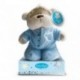 PELUCHE ORSETTO FIZZY MOON CON TUTINA AZZURRA TENERO BEBE. SU BASE SCATOLINA. 20CM.