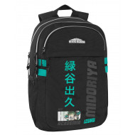 ZAINO ORGANIZZATO 3 ZIP URBAN BACKPACK COMIX ANIME IZUKU MHA 38X40X20CM NERO SCUOLA VIAGGIO E TEMPO LIBERO PANINI ITALY