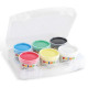 VALIGETTA DITACOLOR TESSILE 6 COLORI PER TESSUTO A DITA PRIMO DITACOLOR 6 BARATTOLI DA 100GR MOROCOLOR MADE IN ITALY