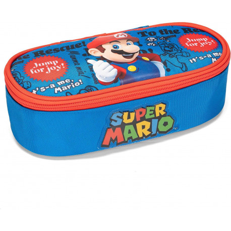 ASTUCCIO OVALE SCUOLA SUPERMARIO BLU E ROSSO 23X7X9CM ORIGINAL NINTENDO OFFICIAL PANINI SCUOLA ITALY