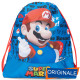 ZAINO COULISSE SACCA TEMPO LIBERO E SCUOLA SUPERMARIO BLU E ROSSO 41X33CM C/TASCA ORIGINAL NINTENDO PANINI SCUOLA ITALY