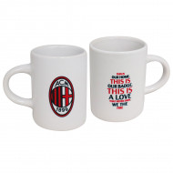 SET 2 TAZZINE DA CAFFÈ IN CERAMICA AC MILAN OFFICIAL PRODUCT THIS IS OUR HOME TAZZE BIANCHE CON LOGO 7X5+2,5 CM MANICO