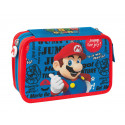 ASTUCCIO 3 ZIP A LIBRO SUPERMARIO NINTENDO COMPLETO 44PZ 2PENNE CANCELLAB.COLORI GIOTTO+ACCESSORI PANINI SCUOLA ITALY