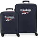 SET 2 TROLLEY DA VIAGGIO ABS 4 DOPPIE RUOTE REEBOK ROXYBURY 55X39X20CM VALIGIA CABINA 48X70X26CM DA STIVA OFFICIAL PRODU