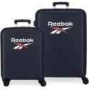 SET 2 TROLLEY DA VIAGGIO ABS 4 DOPPIE RUOTE REEBOK ROXYBURY 55X39X20CM VALIGIA CABINA 48X70X26CM DA STIVA OFFICIAL PRODU