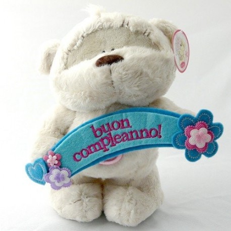 PELUCHE ORSETTO FIZZY MOON 20CM. BANNER CON SCRITTA BUON COMPLEANNO