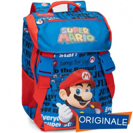 ZAINO ESTENSIBILE SUPERMARIO NINTENDO OFFICIAL 44X30X12+13CM BLU E ROSSO ZAINO SCUOLA E TEMPO LIBERO PANINI SCUOLA ITALY