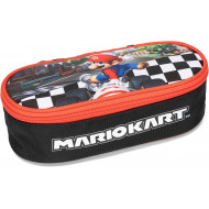 ASTUCCIO SCUOLA OVALE ORGANIZZATO MARIOKART ROSSO SCACCHI BIANCONERI 23X7X9CM 1ZIP OFFICIAL NINTENDO PANINI SCUOLA ITALY