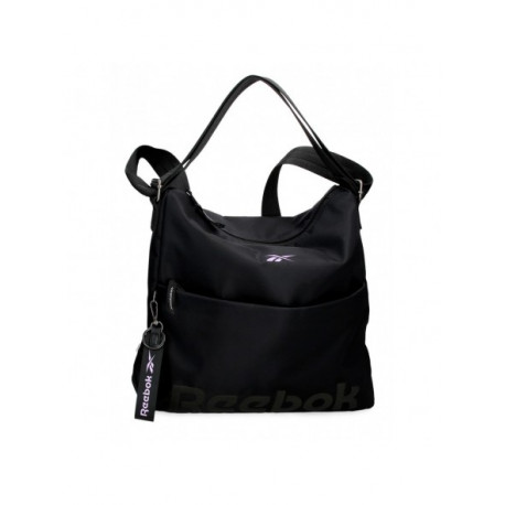 BORSA A TRACOLLA 1 CERNIERE REEBOK LINDEN NERA INTERNO LILLA 35X31X5CM 2 TASCHE CON ZIP PER SCUOLA LAVORO E TEMPO LIBERO