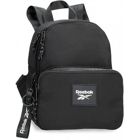 ZAINETTO FREE TIME REEBOK ELSIE NERO 20X25,5X10CM ZAINO CASUAL 1 ZIP TASCHE CON ZIP PER SCUOLA LAVORO E TEMPO LIBERO