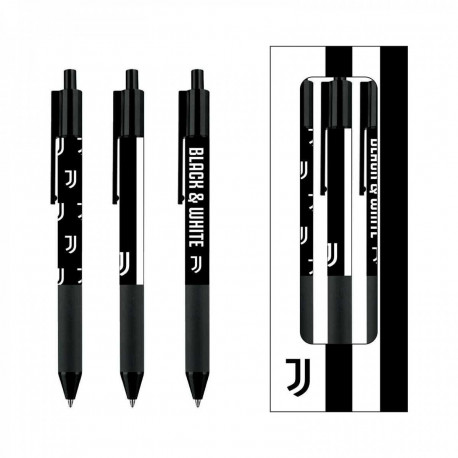 SET 3 PENNE GEL FC JUVENTUS CON CLIP PRODOTTO UFFICIALE IN ELEGANTE ASTUCCIO CON SEPARATORE INTERNO SEVEN SCUOLA ITALY