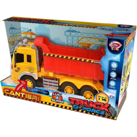 TRUCK D-FORCE SCATOLA COSTRUISCI LA CITTÀ BETONIERA GIALLA 30X18X11CM A FRIZIONE SCALA 1:16 CON LUCI E SUONI