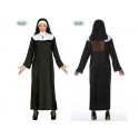 COSTUME CARNEVALE PER TRAVESTIMENTO SUORA/MONACA ADULTA VESTITO RELIGIOSO COMPLETO DI CUFFIA TG.M38/40 NO ACCESSORI