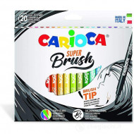 ASTUCCIO 20 PENNARELLI SUPER BRUSH PUNTA A PENNELLO COLORI INTENSI TRATTO CALLIGRAFICO BRUSH TIP CARIOCA MADE IN ITALY