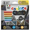 ASTUCCIO 8 PENNARELLI METALLIC FINEMARKER INCHIOSTRO BASE ACQUA LIGHT FAST PUNTA FINE 2,8MM CARIOCA MADE IN ITALY