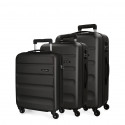 SET 3 TROLLEY ABS 4 RUOTE NERO ROLL ROAD FLEX VALIGIA CABINA 38X55X20CM DA STIVA 46X65X23CM 52X75X28CM CHIUSU.A COMBINAZ