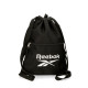 GYM SAC REEBOK BOSTON NERO 34X44CM ZAINETTO A SACCA CON SPALLACCI TASCA CON ZIP PER SCUOLA E TEMPO LIBERO