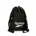 GYM SAC REEBOK BOSTON NERO 34X44CM ZAINETTO A SACCA CON SPALLACCI TASCA CON ZIP PER SCUOLA E TEMPO LIBERO