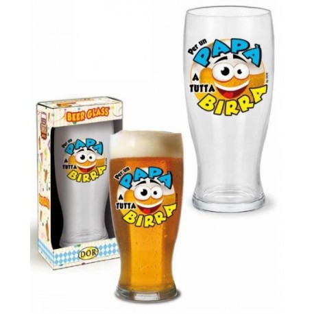 BICCHIERONE DEL PAPA BEER GLASS CON FRASE .PER UN PAPA. A TUTTA BIRRA. IN SCATOLA REGALO