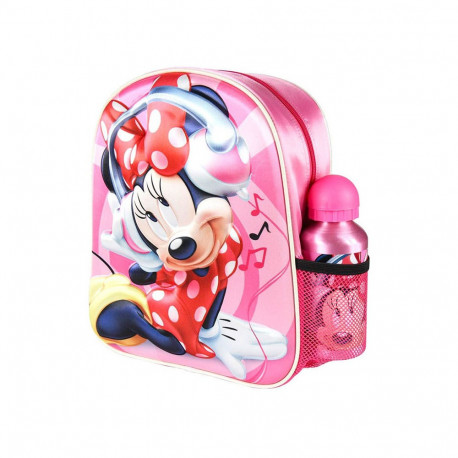 ZAINETTO ASILO MINNIE CON BORRACCIA ALLUMINIO ORIGINAL DISNEY 3D 30X26X10CM STAMPA A RILIEVO TOPOLINA LIBRO CERDÀ ESPANA