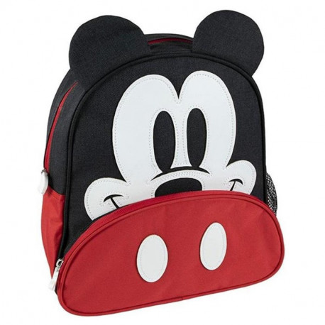 ZAINO ASILO MICKEY MOUSECON ORECCHIE 9X24X29CM ROSSO 1 ZIP + TASCA CON ZIP + PORTA BORRACCIA DISNEY ORIGINAL CERDÀ