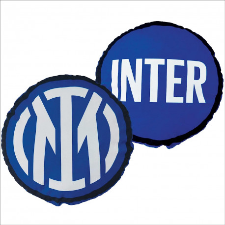 CUSCINO TONDO SAGOMATO MORBIDO FC INTERNAZIONALE ORIGINAL35X35CM.PRODOTTO UFFICIALE NUOVO LOGO 100%POLIESTERE