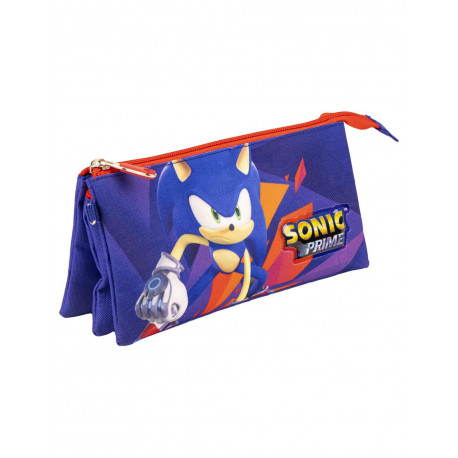 ASTUCCIO PORTATUTTO SCUOLA E DA VIAGGIO SONIC THE HEDGEHOG 22X11X10CM 2 ZIP 3 SCOMPARTI BEAUTY CASE