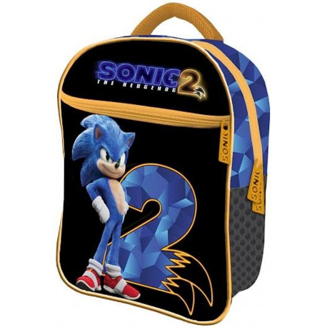 ZAINO ASILO E TEMPO LIBERO SONIC 2 THE HEDGEHOG ZAINETTO 30X24X10CM 1 ZIP +TASCA C/ZIP +2 PORTABORRACCE UTILE PER VIAGGI