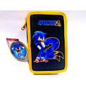 SONIC 2 THE HEDGEHOG ASTUCCIO ORGANIZZATO 3 ZIP A LIBRO 44PZ PASTELLI + ACCESSORI SCUOLA+PENNARELLI MARICART ITALY