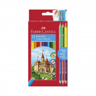 ASTUCCIO PASTELLI LEGNO ESAGONALI MATITE MINE RESISTENTI 12 COLORI BRILLANTI+3 OMAGGIO +TEMPERINO FABER CASTELL GERMANY