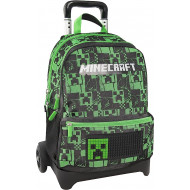 ZAINO ORGANIZZATO TROLLEY ESTRAIBILE SCUOLA MINECRAFT PIXEL ORIGINAL VERDE NERO 48X30X22CM DISTRI.DA PANINI SCUOLA ITALY