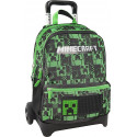 ZAINO ORGANIZZATO TROLLEY ESTRAIBILE SCUOLA MINECRAFT PIXEL ORIGINAL VERDE NERO 48X30X22CM DISTRI.DA PANINI SCUOLA ITALY