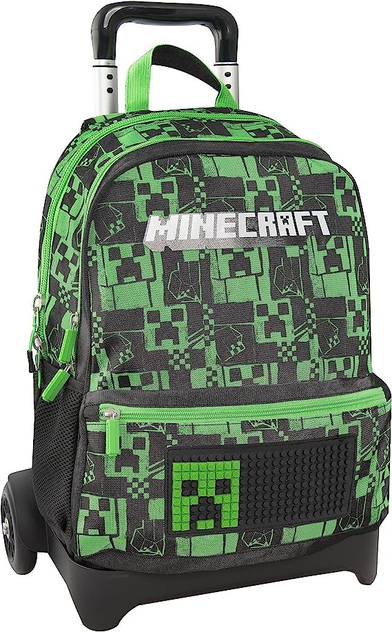 ZAINO ORGANIZZATO TROLLEY ESTRAIBILE SCUOLA MINECRAFT PIXEL ORIGINAL VERDE NERO 48X30X22CM DISTRI.DA PANINI SCUOLA ITALY Parole e Pensieri