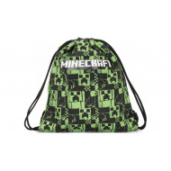 ZAINETTO COULISSE MINECRAFT MOJANG ORIGINAL ZAINO A SACCA 1 ZIP E SPALLACCI VERDE NERO PIXEL 42X35CM PANINI SCUOLA ITALY