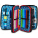 ASTUCCIO SCUOLA 3 ZIP A LIBRO SJ GANG FIREGOAL BOY44PZ.2 PENNE CANCELLABILI+COLORI+ACCESSORI SCUOLA SEVEN JUNIOR ITALY