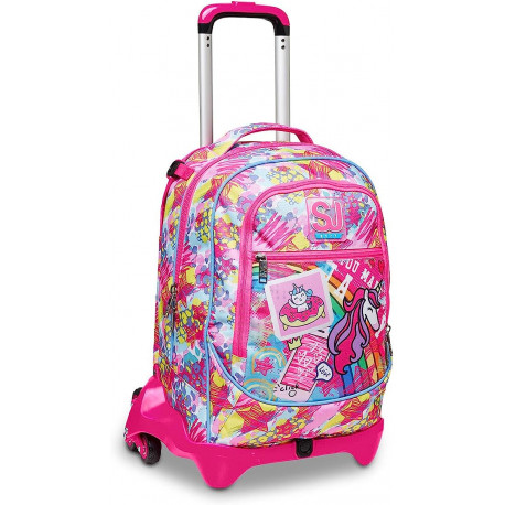 ZAINO SCUOLA TROLLEY JACK 3WD+ SJ GANG UNISELFIE GIRL SPINNER DIMENSIONI 51X39X27CM CAPACITA 34LT SEVEN SPA ITALY