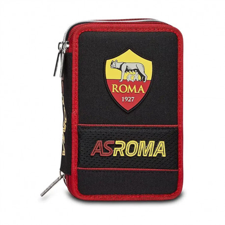 ASTUCCIO SCUOLA 3 ZIP A LIBRO AS ROMA 1927 45PZ PASTELLLI 4.0+PENNARELLI+ 2 PENNE CANCELLABILI+ACCESSORI SEVEN ITALY