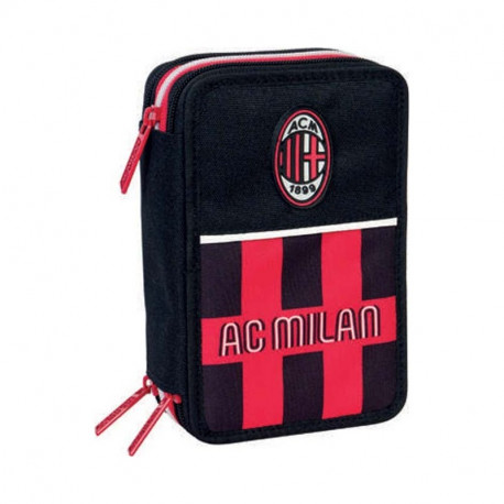 ASTUCCIO SCUOLA 3 ZIP A LIBRO AC MILAN GLORY & HONOUR 45PZ PASTELLLI PENNARELLI PENNE CANCELLABILI+ACCESSORI SEVEN ITALY