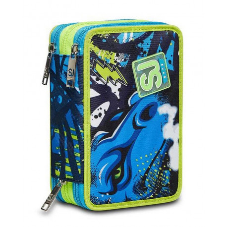 ASTUCCIO SCUOLA 3 ZIP A LIBRO SJ GANG GLEAMLED GIRL 44PZ.PENNA CANCELLABILE CARIOCA+COLORI+ACCESSORI SEVEN JUNIOR ITALY