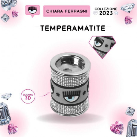 CHIARA FERRAGNI TEMPERAMATITE 2 FORI CON SERBATOIO CON STRASS E APPLICAZIONI 6X4,5X4,5CM PIGNA SCUOLA ITALY