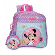 ZAINO ASILO MINNIE DISNEY TODAY IS MY DAY 21X25X10CM CON ASTUCCIO TONDO PORTATUTTO 9X9X4,5CM ZAINETTO TOPOLINA DISNEY