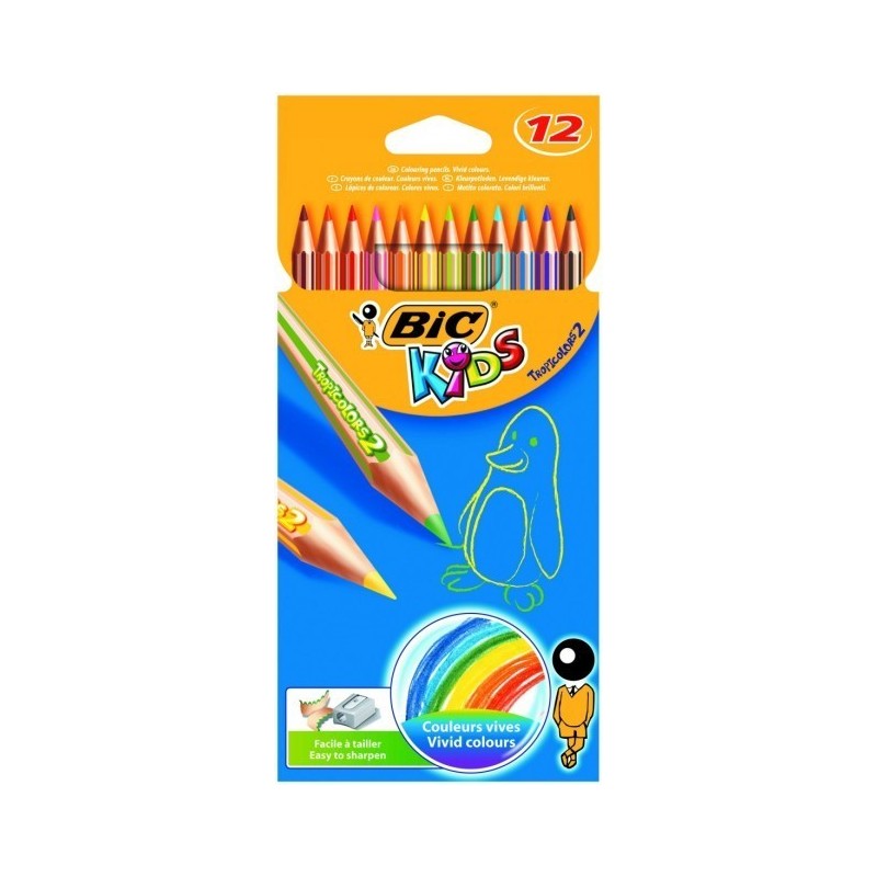 BIC Kids Tropicolors Scatola di 12 matite di colori Rose 
